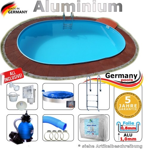 4,5 x 3,0 x 1,50 m Swimmingpool Alu Pool Komplettset