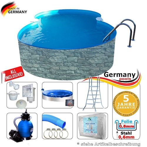 4,70 x 3,00 x 1,25 m Achtform-Swimmingpool Set Achtform-Pool