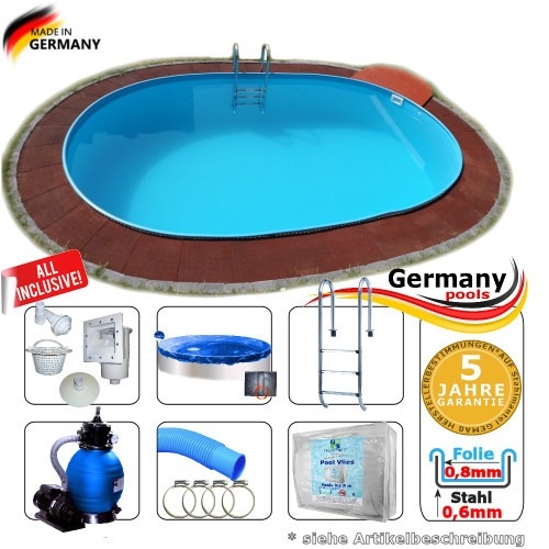 5,00 x 3,00 x 1,20 m Pool oval Komplettset