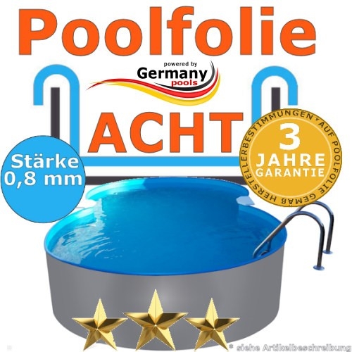 6,25 x 3,60 x 1,20 m x 0,8 Poolfolie achtform bis 1,50 m