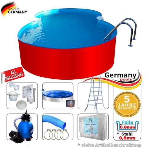 7,25 x 4,60 x 1,25 m Achtform-Swimmingpool Set Achtform-Pool