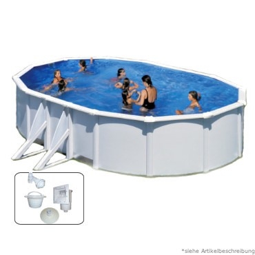 7,30 x 3,75 x 1,20 m Stahlwandpool Breiter Handlauf Pool Set