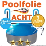 6,25 x 3,60 x 1,20 m x 0,8 Poolfolie achtform bis 1,50 m