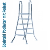 Poolleiter 1,20 m Edelstahl V2A Hochbeckenleiter mit Plattform