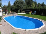 7,30 x 3,60 x 1,32 m Stahlwandpool oval Center Pool freistehend Set