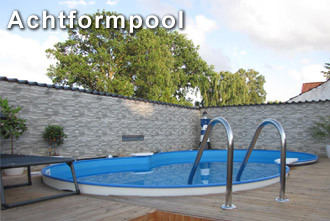 Achtformpool als Stahlwanbecken vom Hersteller Profi-poolwelt dem Experte fuer Swimmingpool zum Garten.